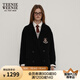Teenie Weenie小熊毛呢大衣女秋冬綿羊毛雙面呢學(xué)院西裝毛呢大衣外套女 黑色 M (165)