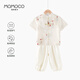瑪米瑪卡 MOMOCO男童套裝童裝新中式清新休閑國風(fēng)熊貓兩件套 62杏色    120