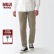 無印良品 MUJI 男式橫豎彈力絲光斜紋修身褲男士長褲子男款休閑褲春季款 淺灰棕色 76（170/76A）