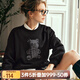 Olrain【七夕】歐芮兒黑金色加絨衛(wèi)衣女秋冬珠片刺繡小熊套頭衫 黑色 M