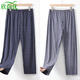 欣尚優(yōu)前開(kāi)口薄款男士純棉睡褲夏季爸爸休閑格子長(cháng)褲秋褲中老年人家居褲 鐵灰(小格)+寶蘭(小格) 3XL 推薦140-160斤
