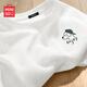名創(chuàng  )優(yōu)品（MINISO）男士長(cháng)袖t恤重磅潮流簡(jiǎn)約春季寬松大碼華夫格打底衫 白 L