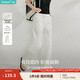茵曼（INMAN）白色皺感肌理百搭休閑褲2025夏季女裝新款彎刀褲寬松闊腿褲子 珍珠白 26