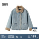 森馬（Semir）牛仔棉服女拼接毛領(lǐng)美式復(fù)古2024冬寬松毛邊夾克街頭潮流 牛仔淺中藍(lán)88601 XXL 175/96A