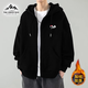 THE URBAN NICE官方品牌衛衣男2025春秋刺繡開(kāi)衫外套男連帽上衣休閑寬松運動(dòng)男裝 奢華黑&加絨款 XL 碼【建議120-145斤】-開(kāi)衫