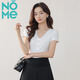 NOME蕾絲花邊V領(lǐng)短袖t恤女設計感修身顯瘦短款上衣 白色  M 