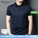 Wirpta高端品牌短袖男T恤夏季薄款含桑蠶絲無痕透氣涼感翻領(lǐng)條紋POLO衫 上青色（禮盒裝） XL /180（適合140-155斤）
