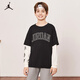 Jordan 耐克AJ童裝兒童假兩件長(cháng)袖t男童秋季新款純棉T恤 正黑色