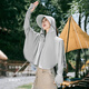 朋意披肩防曬衣女夏季冰絲涼感防曬服透氣披肩斗篷防曬外套 【氣質(zhì)灰】加長帽檐 均碼