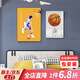 戀之屋兒童房裝飾畫勵志青少年籃球海報NBA男孩床頭壁畫房間臥室掛畫 籃球少年 A 40*60+30*40/晶瓷/適合1.2米床 PVC/圓角/黑框