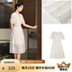 香影白色天絲連衣裙女2025夏季新款圓領(lǐng)燈籠袖抽繩國風(fēng)收腰仙女裙 米白 M 160/84A/95-110斤