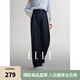 ELLE法式高腰闊腿藍(lán)色牛仔褲女2024秋季新款小個(gè)子慵懶松弛感褲子 牛仔藍(lán) S