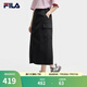 FILA 斐樂官方女士梭織裙2025夏季新款休閑涼感防曬半身裙工裝裙 正黑色-BK L 170/70A/L