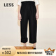 LESS【度假系列】夏季棉麻褲子女復(fù)古高腰直筒休閑褲2N5E13890 001/本黑 L
