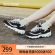 斯凱奇（Skechers）女鞋蕾絲熊貓鞋厚底增高百搭休閑運(yùn)動(dòng)經(jīng)典復(fù)古老爹鞋11959 黑色/白色/BKW 38