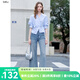 百圖betu女裝2025夏季新款襯衫不對稱收腰設(shè)計條紋氣質(zhì)上衣女2507T29 藍(lán)色 M