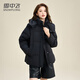 雪中飛羽絨服女短款連帽冬季新款基礎小個(gè)子面包服保暖厚外套 黑色 M