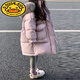 G.DUCKKIDS兒童羽絨棉服中長款女童洋氣大毛領連帽羽絨棉衣加厚保暖外套 淺紫色 140 建議身高130-140cm年齡8-9歲