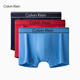 Calvin Klein內衣25秋季新款男士三條裝提花腰邊ck順滑防夾臀四角褲平角內褲男 L1D-深海藍/胭脂紅/天空藍 3條 L