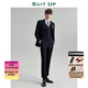 休塔（SUITUP ）【高品質(zhì)】西服男套裝雙排扣高級(jí)感紳士西裝男結(jié)婚禮服正裝三件套 雙排佩納墨黑【上衣+馬甲+褲子】 XL 【50A】 下單可備注褲子碼數(shù)