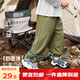嘟嘟家寶寶褲子春裝兒童休閑褲洋氣男童工裝褲女童童裝衣服 軍綠色 100