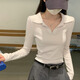 妙奕嘉白色長(cháng)袖t恤女純棉打底衫可外穿內搭秋季2025新款修身polo領(lǐng)上衣 polo領(lǐng)正肩修身長(cháng)袖T恤【白色】 M 【建議90-109斤】