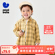 迷你巴拉巴拉男童長(cháng)袖襯衫2025新款寬松百搭格子柔軟寶寶上衣 黃色調00433 100