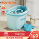 日康（rikang）泡澡桶 兒童洗澡桶嬰兒游泳桶家用浴缸浴桶贈浴凳 藍色 X1002-1