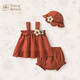 Shining Moment丨自然物語(yǔ) 嬰兒夏季薄款衣服吊帶純棉a類(lèi)紅色女?huà)胂难b裙子屁屁褲 自然物語(yǔ)-活力波點(diǎn)清涼紗布3件套 73