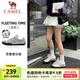 駱駝（CAMEL）流光運(yùn)動(dòng)板鞋女夏季網(wǎng)面透氣芭蕾德訓(xùn)鞋防滑休閑薄底低幫平底鞋 K25B097006，銀/象牙白，女 37