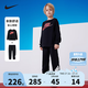 NIKE 耐克童裝男童衛(wèi)衣+長褲2件套秋季新款280克毛圈舒適兒童套裝