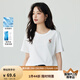 茵曼（INMAN）純棉舒適女裝logo繡花短袖t恤女時尚百搭休閑2025夏季新品上衣 米白色全棉-F18525135 M