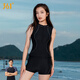361°游泳衣保守女分體式大碼無(wú)袖泳衣女款泡溫泉泳衣女新款泳裝 黑色 XL 身高160-170cm體重56-61kg