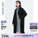 朗姿純羊毛中長(zhǎng)款雙面呢流行時(shí)尚高級(jí)感大衣春冬新款法式毛呢外套 黑色 155/76A/S