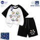 NASA STONE男童夏裝套裝2025新款夏天小男孩洋氣兒童多巴胺短袖運動(dòng)衣服 黑白+黑褲子【款一】 150