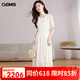 OEMG國際一線高端品牌優(yōu)雅連衣裙女2025年新款夏季時(shí)尚收腰顯瘦中長裙 白色 S 建議80-95斤
