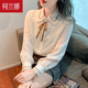 柯蘭娜 襯衫女長(cháng)袖設計感小眾韓版時(shí)尚洋氣百搭女裝顯瘦雪紡上衣 蝴蝶結杏色 L