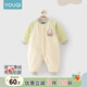 優(yōu)奇嬰兒衣服秋冬季加絨連體衣寶寶保暖衣服嬰幼兒外出秋裝洋氣嬰兒服 綠色 80cm