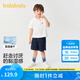 巴拉巴拉童裝兒童短袖POLO衫新中式套裝2025夏季新款男大童牛仔薄款兩件套 白藍(lán)色調(diào)00318 130