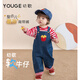 幼歌（YOUGE）嬰幼兒薯?xiàng)l造型軟牛仔背帶休閑褲寶寶童趣舒適寬松褲子 牛仔藍(lán) 90 cm