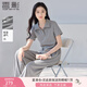 香影運(yùn)動(dòng)風(fēng)休閑套裝女2025夏季新款灰色polo衫短袖闊腿衛(wèi)褲兩件套 淺灰 M 160/84A/95-110斤