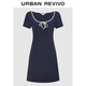 UR2025秋季新款女裝休閑撞色邊系帶短袖連衣裙UYY750130