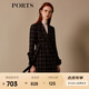 PORTS寶姿新品女裝優(yōu)雅格紋英倫風(fēng)收腰風(fēng)衣 黑色 M (6)