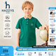 哈吉斯（HAZZYS）童裝男女童T恤夏新品經(jīng)典翻領彈力簡約短袖polo衫 松葉綠 145