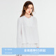 樂町圓領(lǐng)花邊小上衣新款秋季基礎(chǔ)百搭輕甜韓系少女全棉長袖 白色(現(xiàn)貨) XS