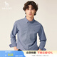 哈吉斯（HAZZYS）男裝 秋季款男士襯衣純色商務(wù)通勤長袖襯衫男ASCZK1ACK01 深藏青色DN L (175/96A 48)