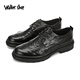 Walker Shop 通勤男士商務(wù)正裝鞋2025新款寬腳大頭皮鞋耐磨厚底增高休閑皮鞋 黑色 牛皮 42
