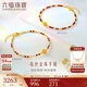 六福珠寶 足金花絲金珠藍紅玉髓金珠黃金手鏈 總重約2.83克