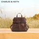 CHARLES&KEITH25秋新品大容量復古雙肩包CK2-60671790 Distressed Coffee咖啡色