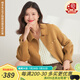 金菊綿羊毛100%短款雙面毛呢外套秋冬新款翻領(lǐng)純色小個子保暖女式大衣 野麥黃 M(160/84A)